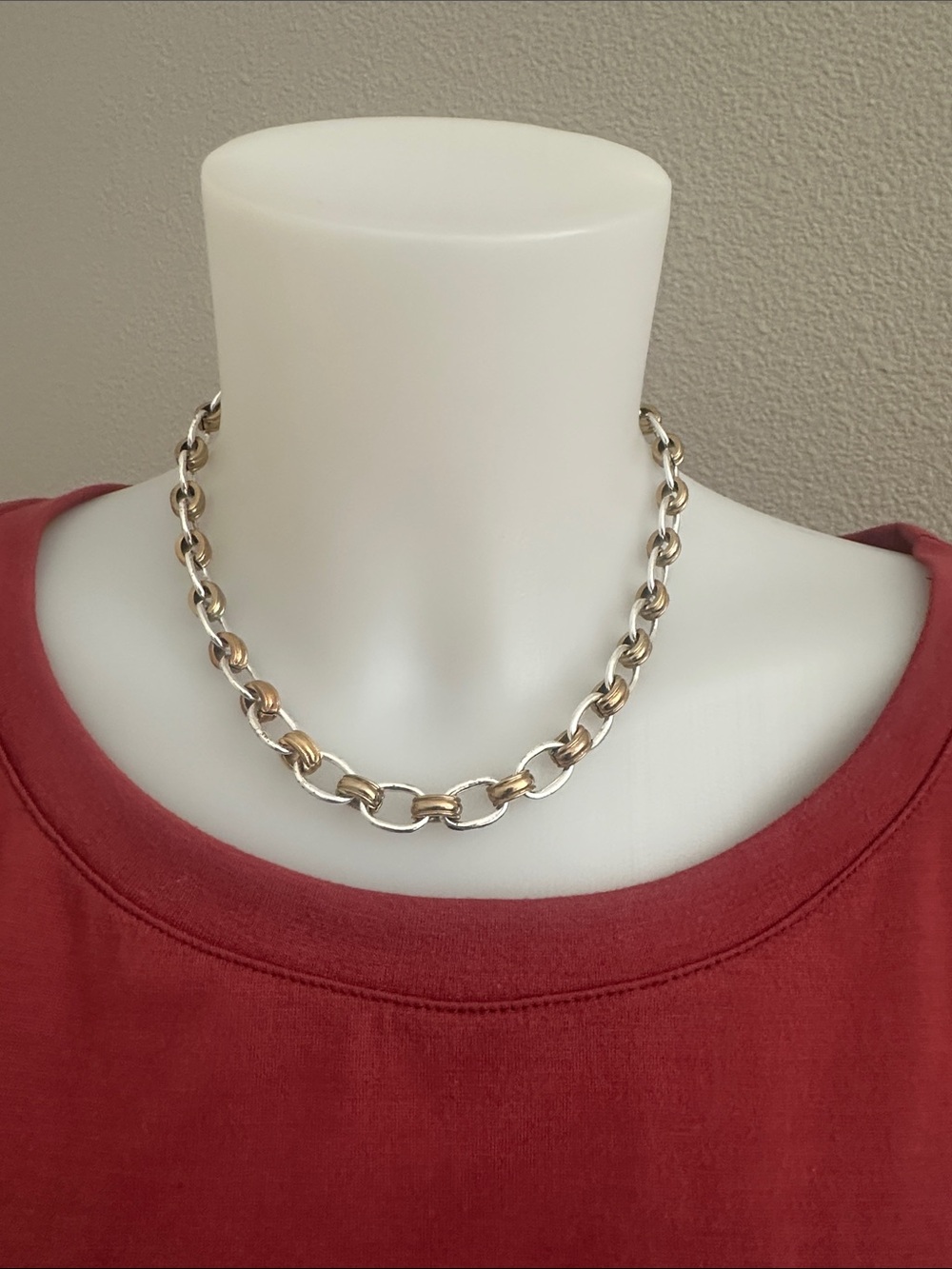 Two-Tone Silver and Gold Link Necklace - Women Jewelry